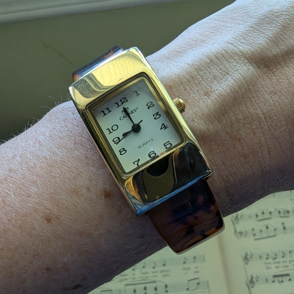 Gold and Brown Quartz Watch Tortoise Band